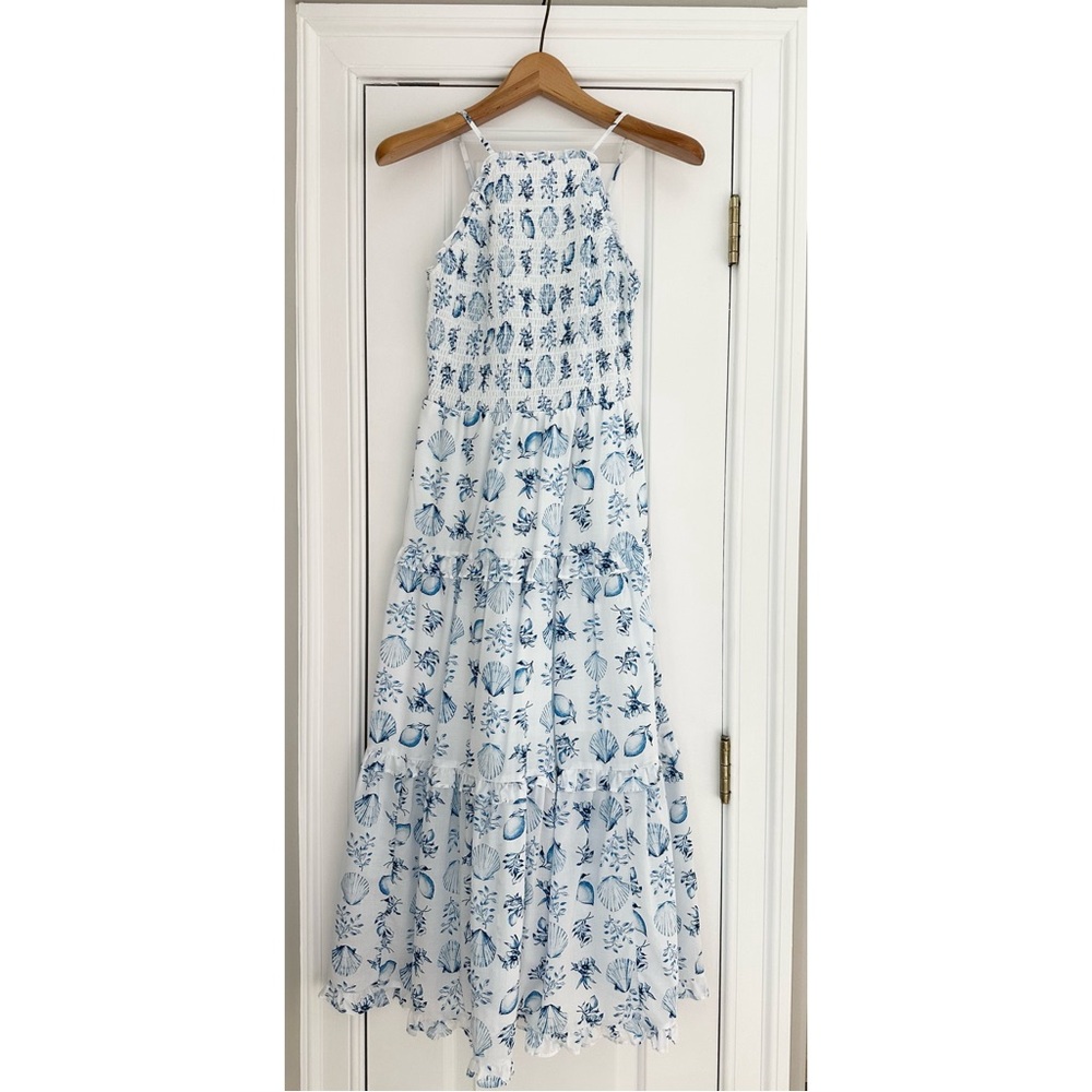 Ann Taylor Blue Seashell Tile Dress - Picture 4 of 9